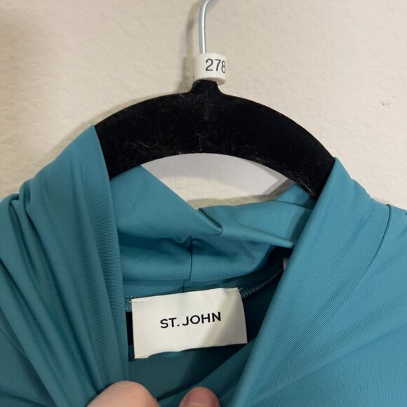 278 St. John Teal Turtleneck Long Sleeve Size Medium - Picture 2 of 4